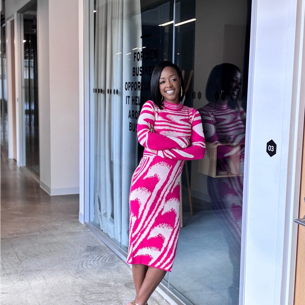 Pink and White Patterned Dress